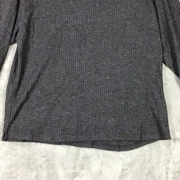 Bobeau Womens Medium Top Dark Gray Charcoal Waffle Knit Cowl Neck Long Sleeve - Picture 6 of 10